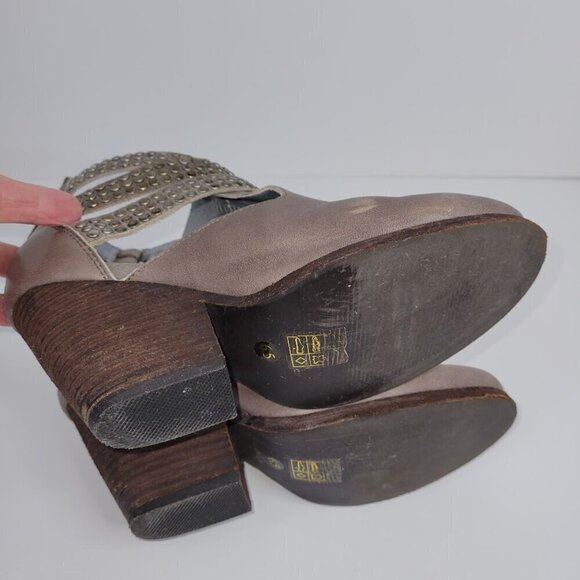 Vintage by Jeffrey Campbell Gray Leather Studded Ankle Fashion Boot Size 6.5 - Picture 7 of 11